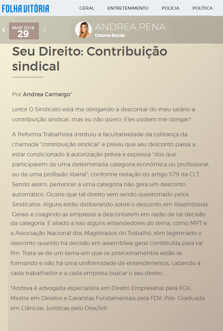 Coluna Social Andrea Pena - Folha Vitória